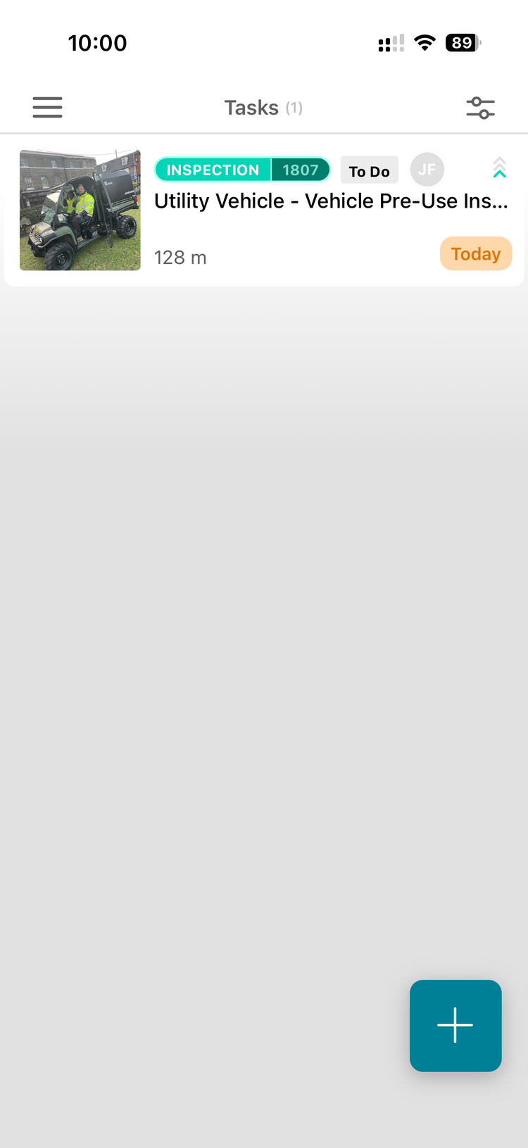 The mobile app task list showing the new vehicle inspection with a To Do status and Today label